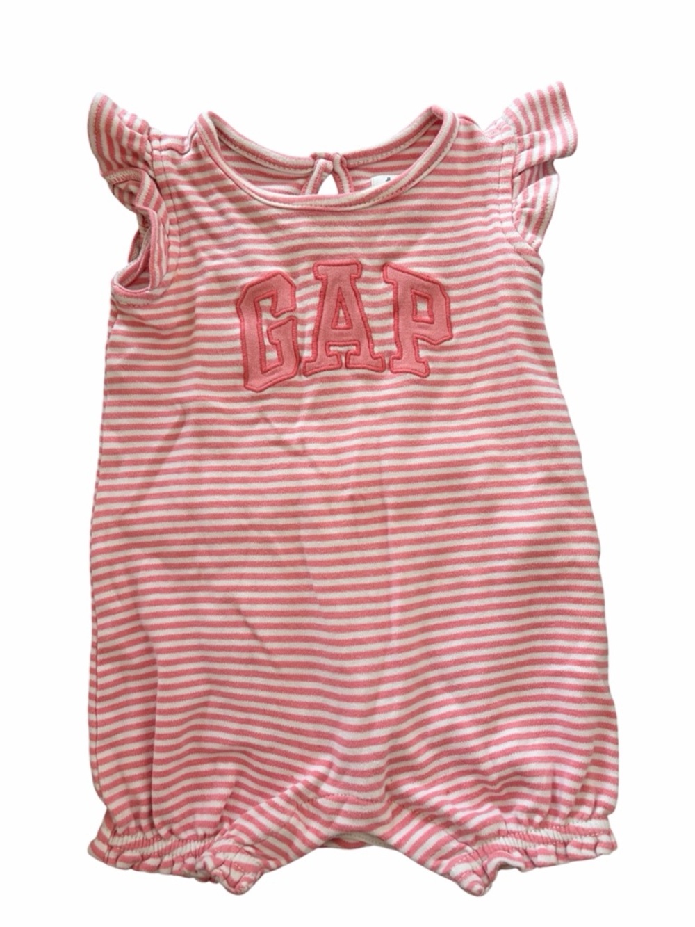 GAP Baby Pink and White Striped Romper
